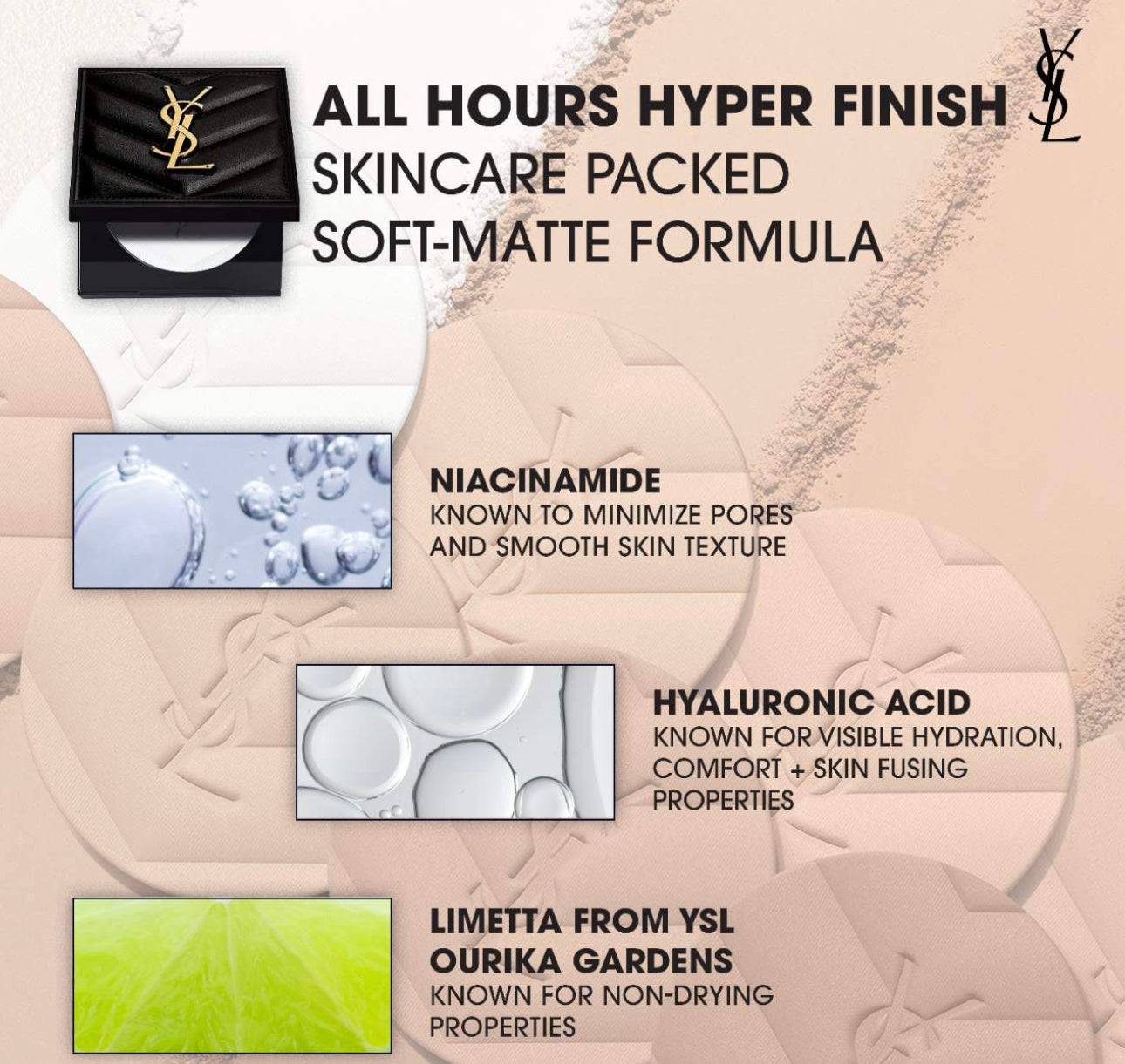 Yves Saint Laurent
All Hours Hyper Finish 24H Multi-Use Natural Matte Powder YSL polvos compactos traslúcidos