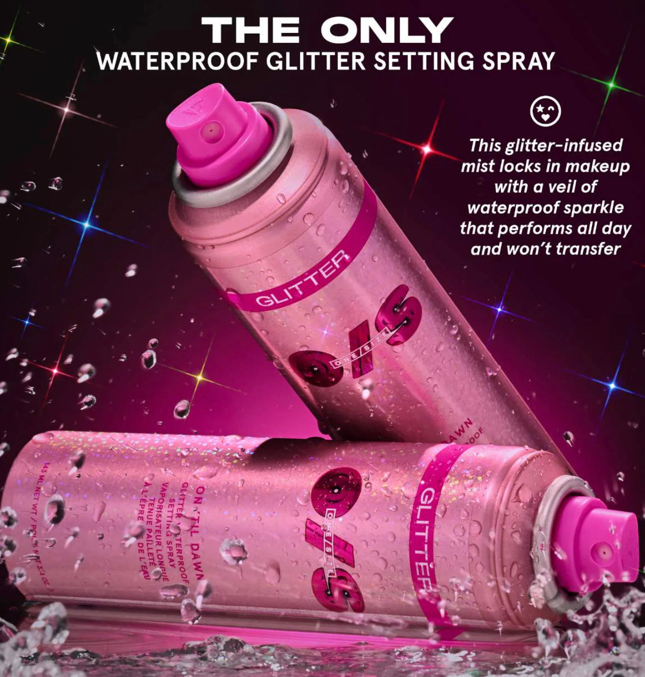 ONE/SIZE by Patrick Starrr
On 'Til Dawn Glitter Waterproof Setting Spray sellador Maquillaje edición limitada con glitter