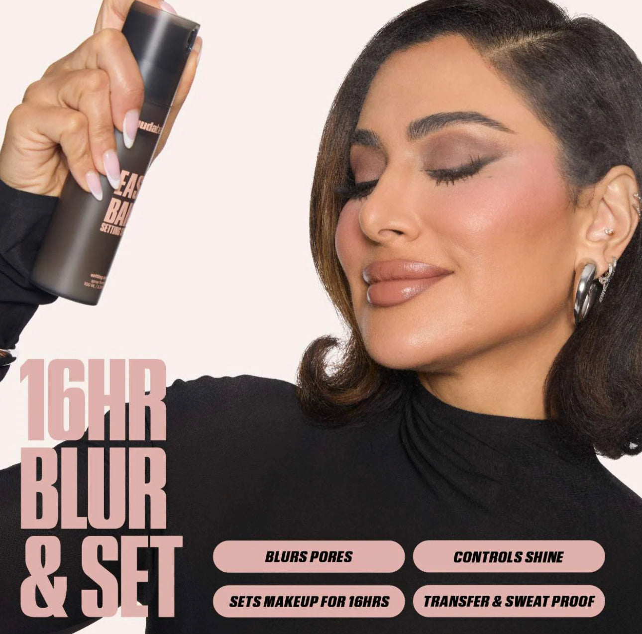 HUDA BEAUTY
Easy Bake Blurring Setting Spray with 16-Hour Wear sellador maquillaje