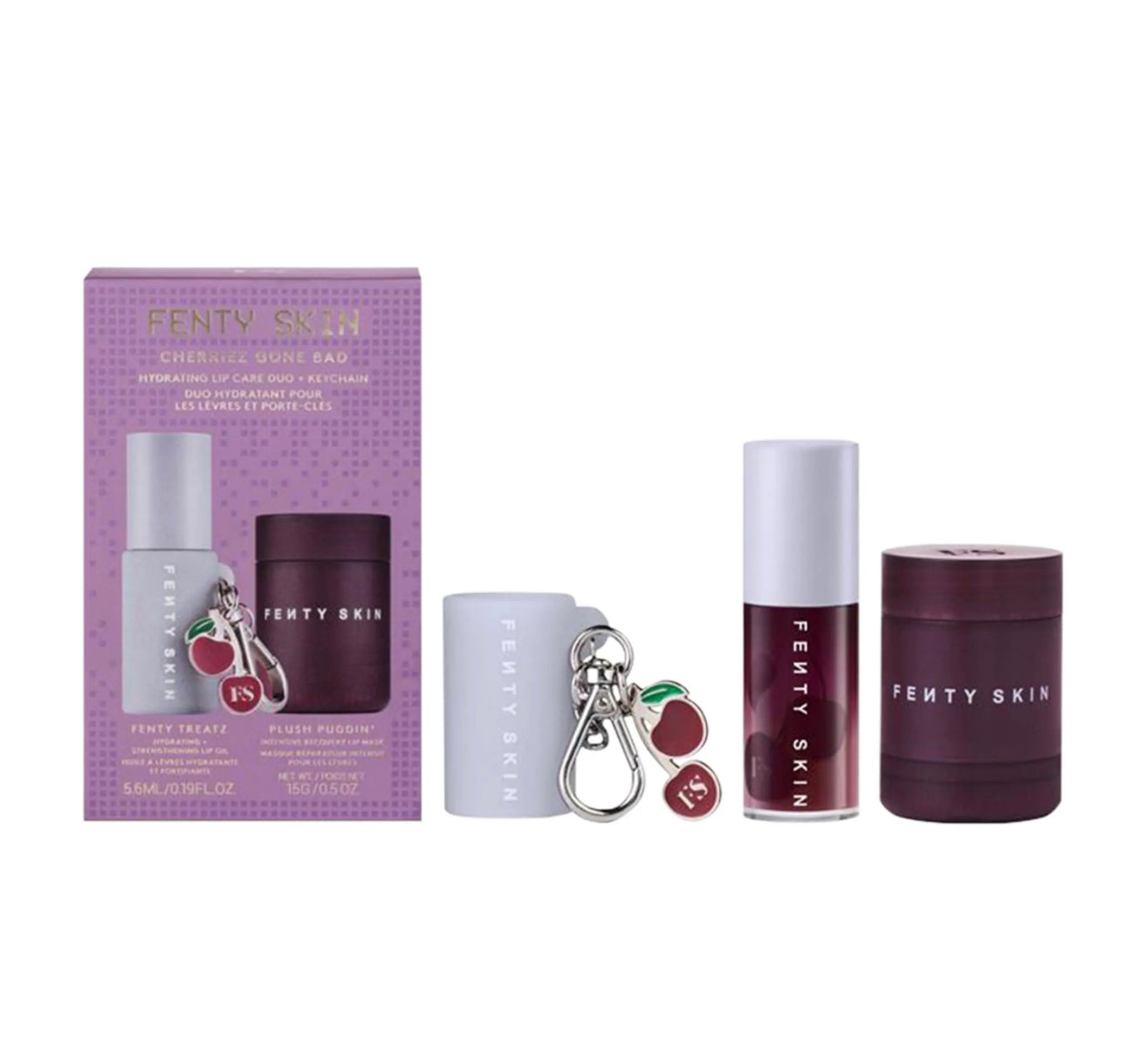 Fenty Beauty by Rihanna
Cherriez Gone Bad Hydrating Lip Care Duo + Keychain duo labiales + llavero