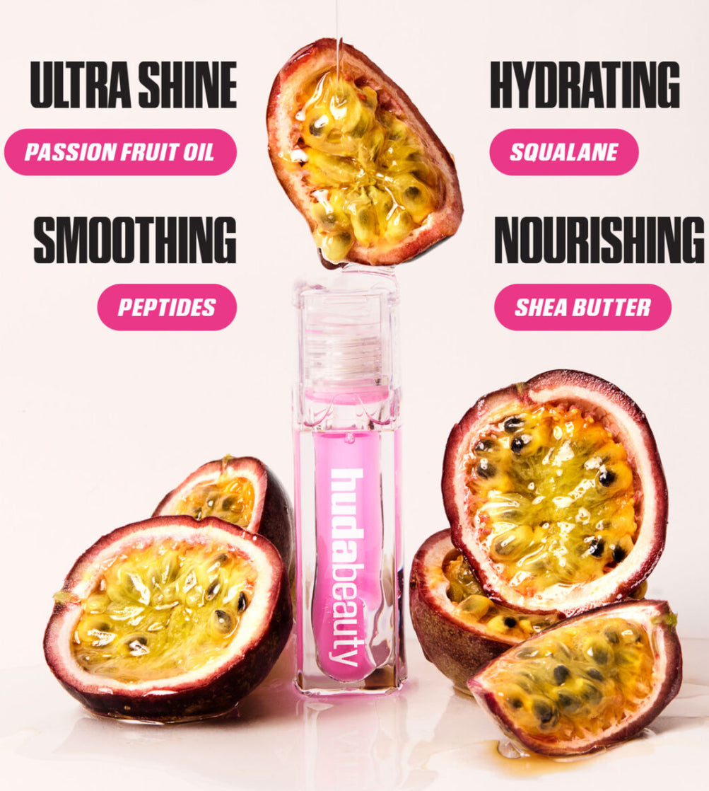 HUDA BEAUTY
Faux Filler Ultra-Hydrating Tinted Jelly Lip Oil