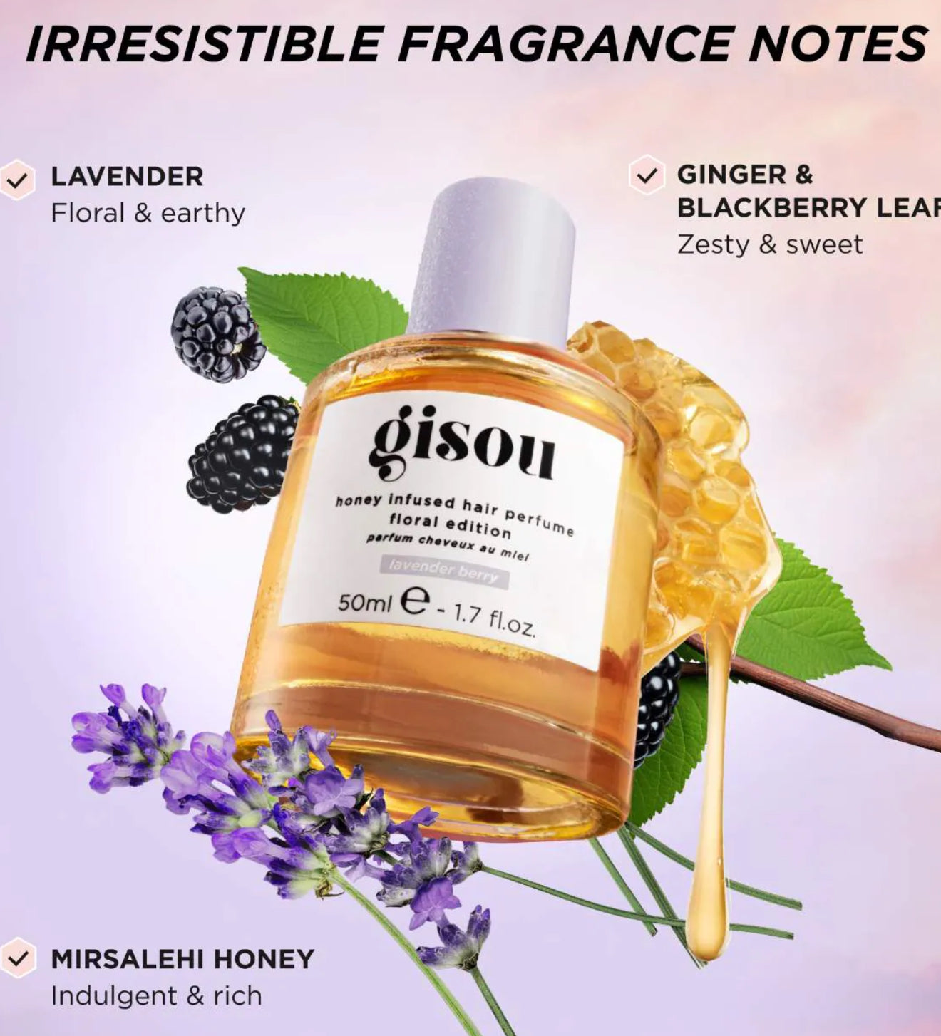Gisou
Lavender Berry Honey Infused Hair Perfume