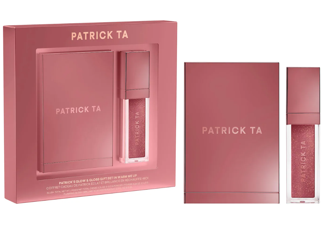 PATRICK TA  Patrick's Glow and Gloss Set: Major Headlines Blush Duo and Lip Gloss Makeup Gift Set