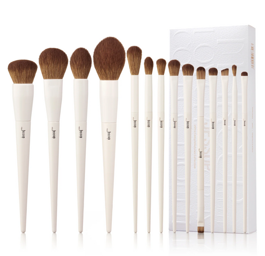 Luxury Light Gray Comprehensive Eye and Face Brush Set 14pcs T329