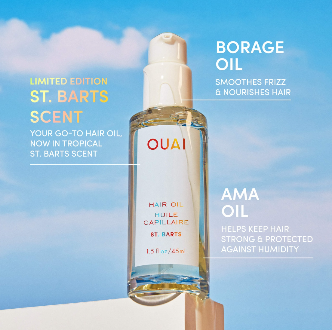 OUAI  St. Barts Hair & Body Mist, Leave In Conditioner & Hair Oil Gift Set