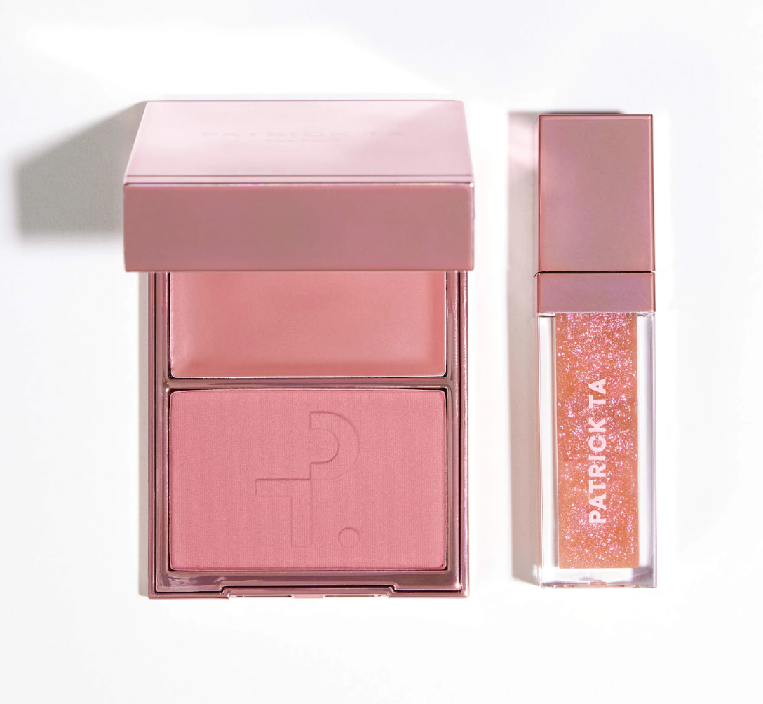 PATRICK TA  Patrick's Glow and Gloss Set: Major Headlines Blush Duo and Lip Gloss Makeup Gift Set
