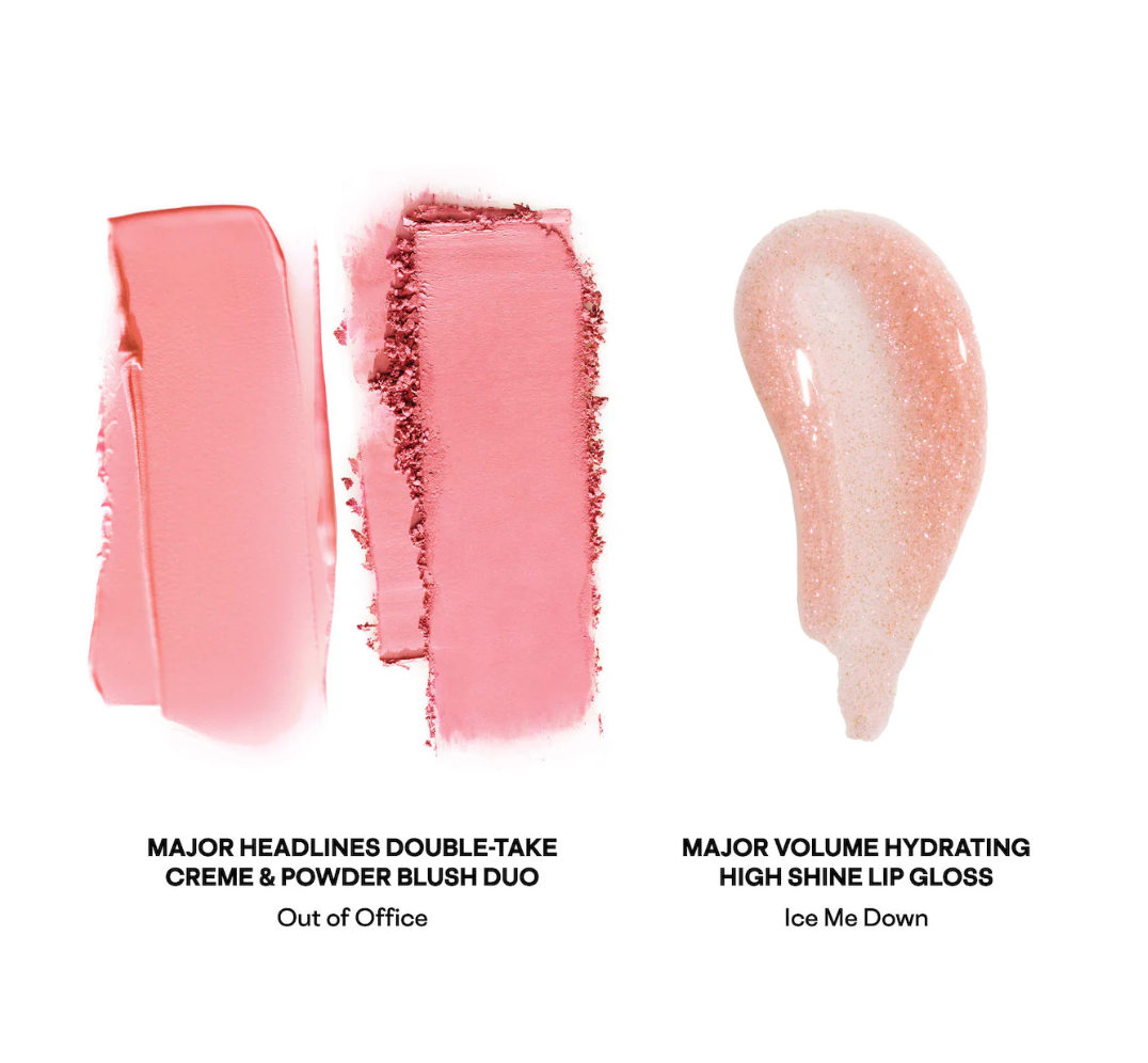 PATRICK TA  Patrick's Glow and Gloss Set: Major Headlines Blush Duo and Lip Gloss Makeup Gift Set