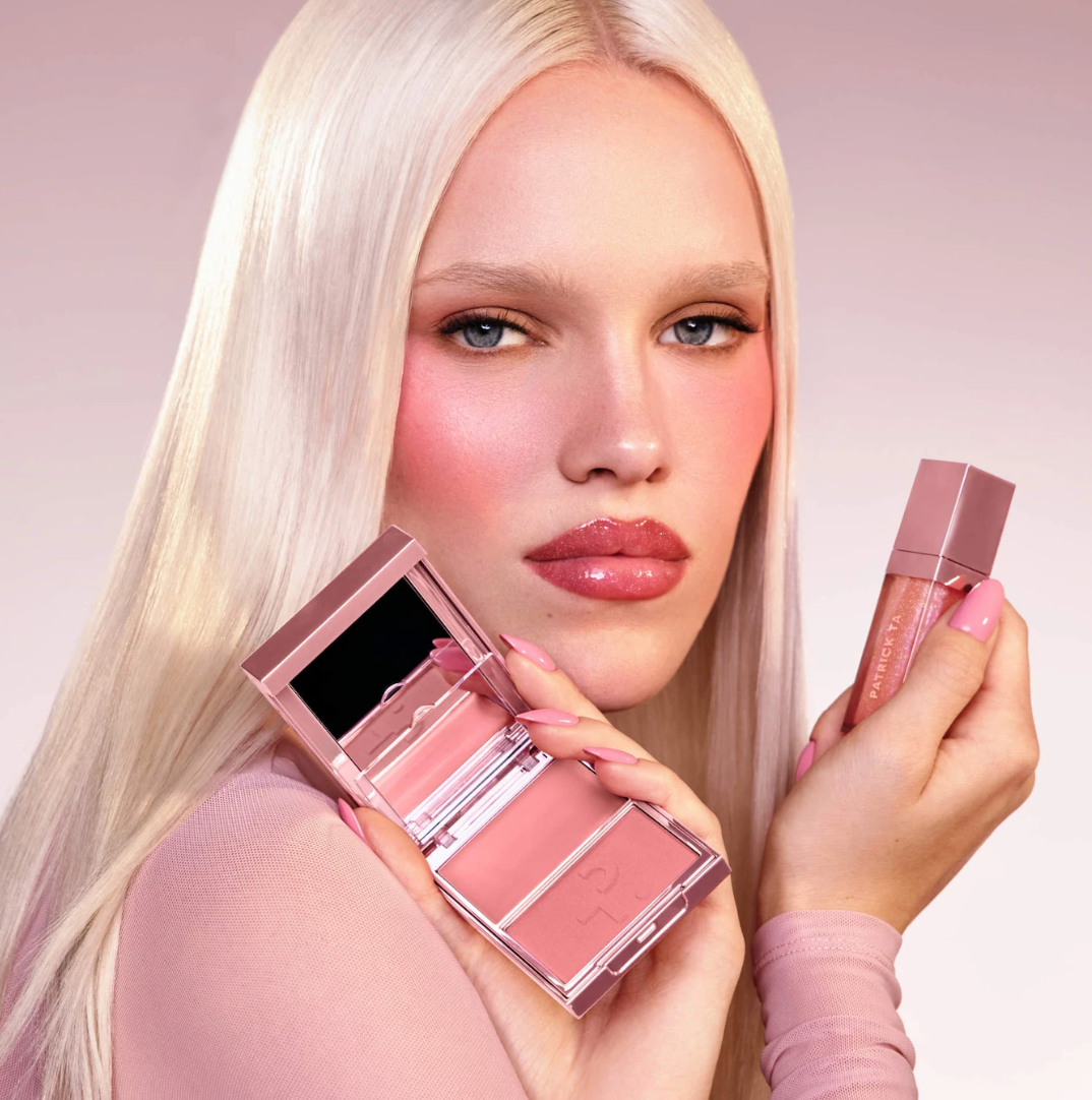 PATRICK TA  Patrick's Glow and Gloss Set: Major Headlines Blush Duo and Lip Gloss Makeup Gift Set