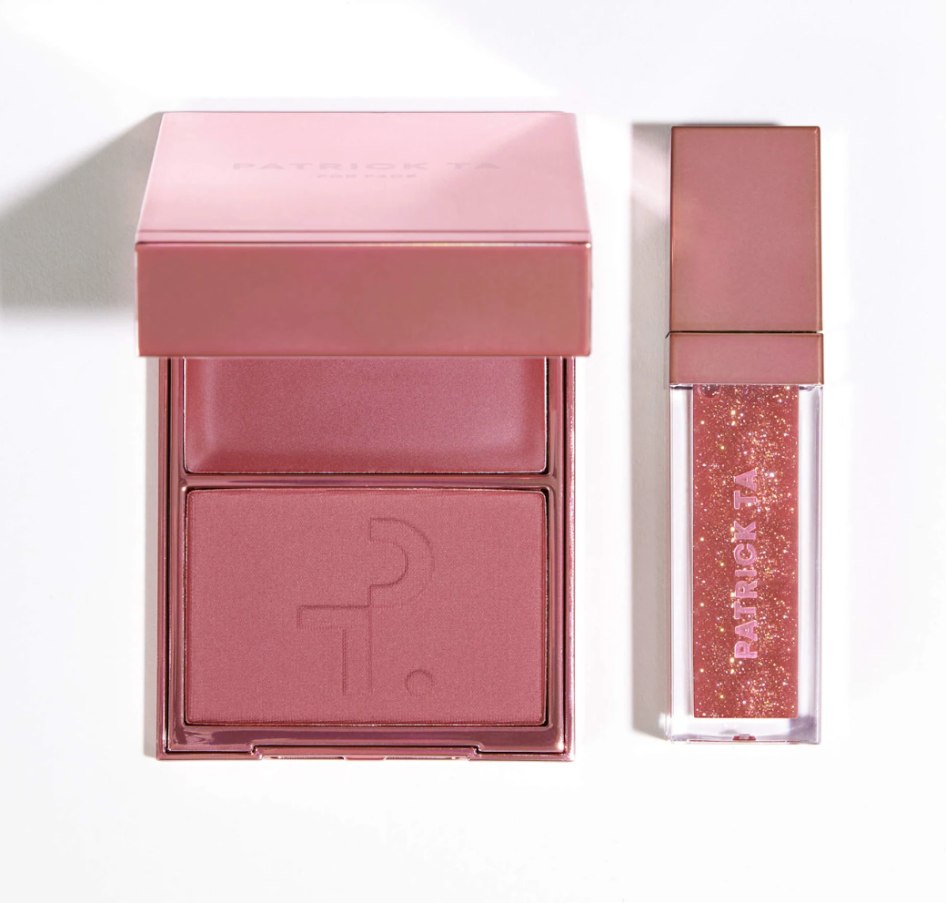 PATRICK TA  Patrick's Glow and Gloss Set: Major Headlines Blush Duo and Lip Gloss Makeup Gift Set