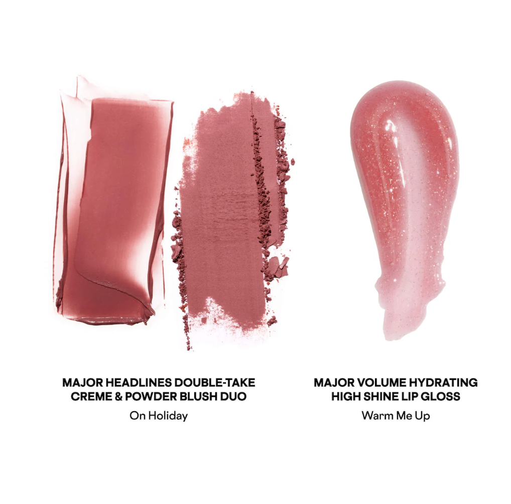 PATRICK TA  Patrick's Glow and Gloss Set: Major Headlines Blush Duo and Lip Gloss Makeup Gift Set