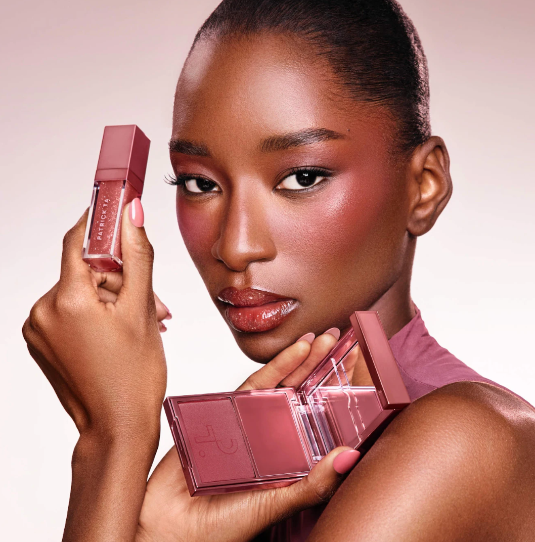 PATRICK TA  Patrick's Glow and Gloss Set: Major Headlines Blush Duo and Lip Gloss Makeup Gift Set