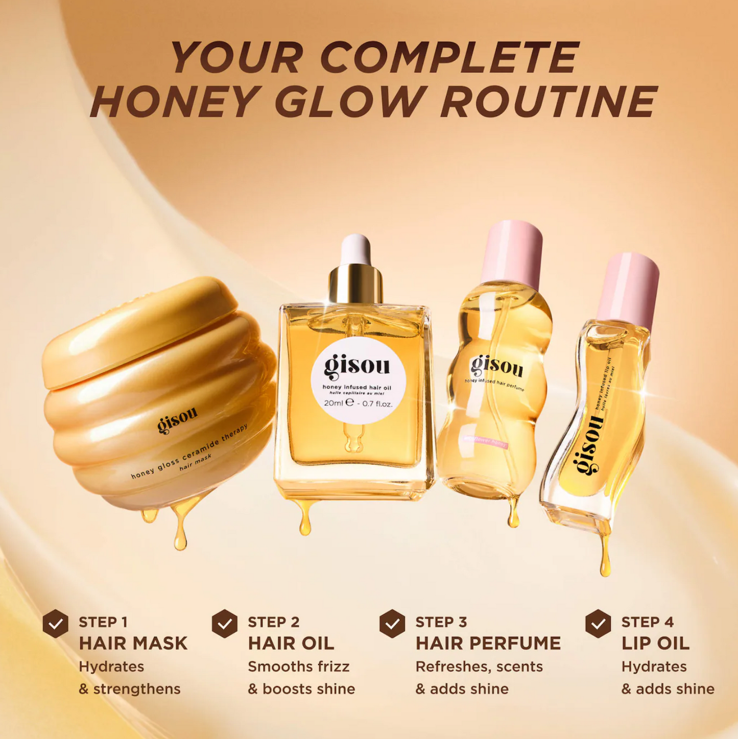 Gisou  Glow All The Way Hair and Lip Gift Set