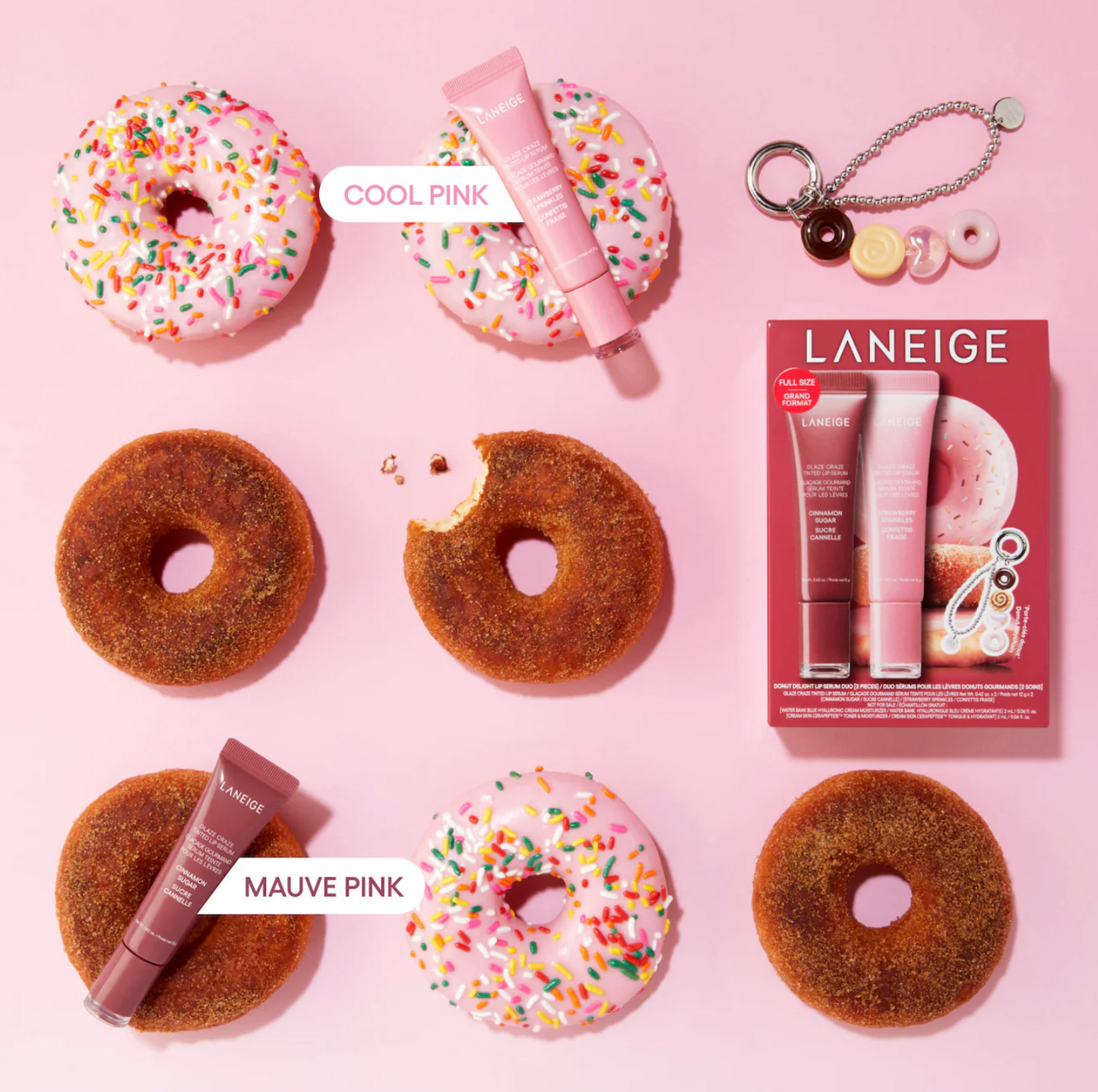 LANEIGE  Glaze Craze Donut Delight Hydrating Tinted Lip Serum Duo