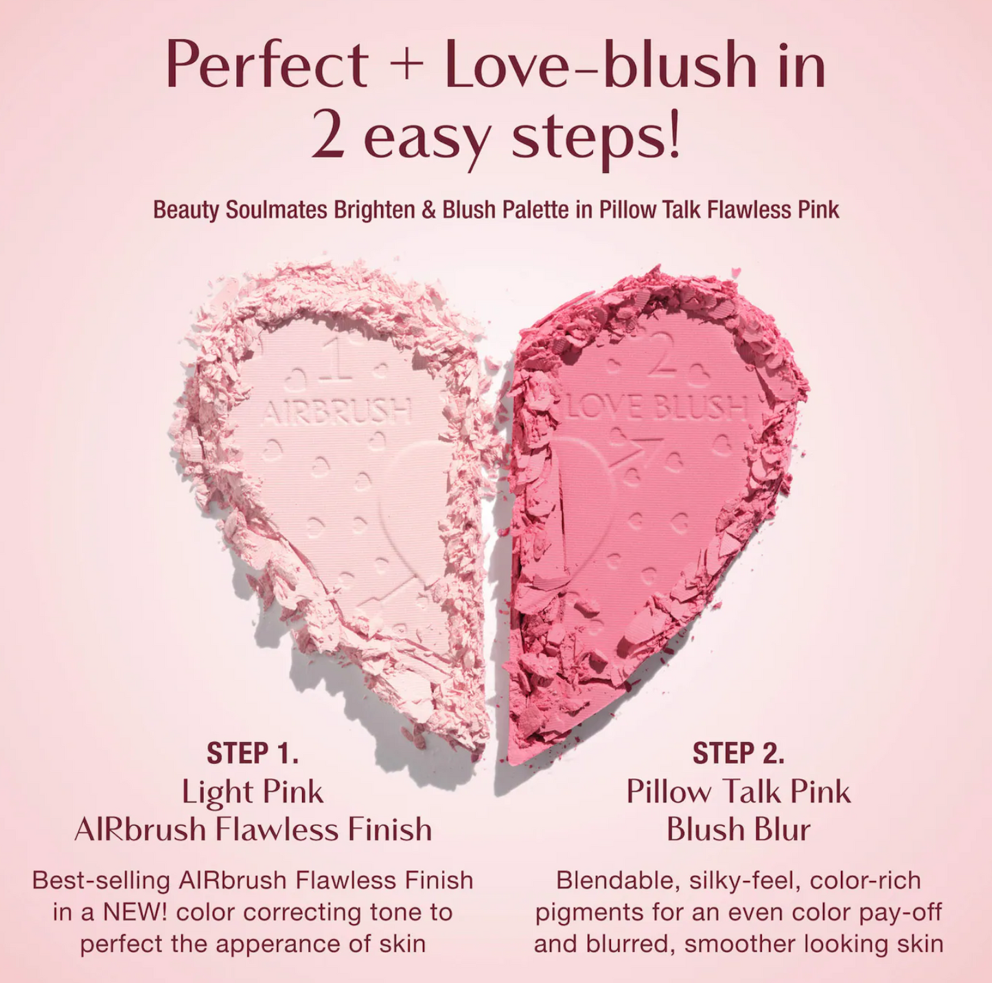 Charlotte Tilbury  Pillow Talk Beauty Soulmates Airbrush Flawless Finish Brightening and Blush Powder Palette