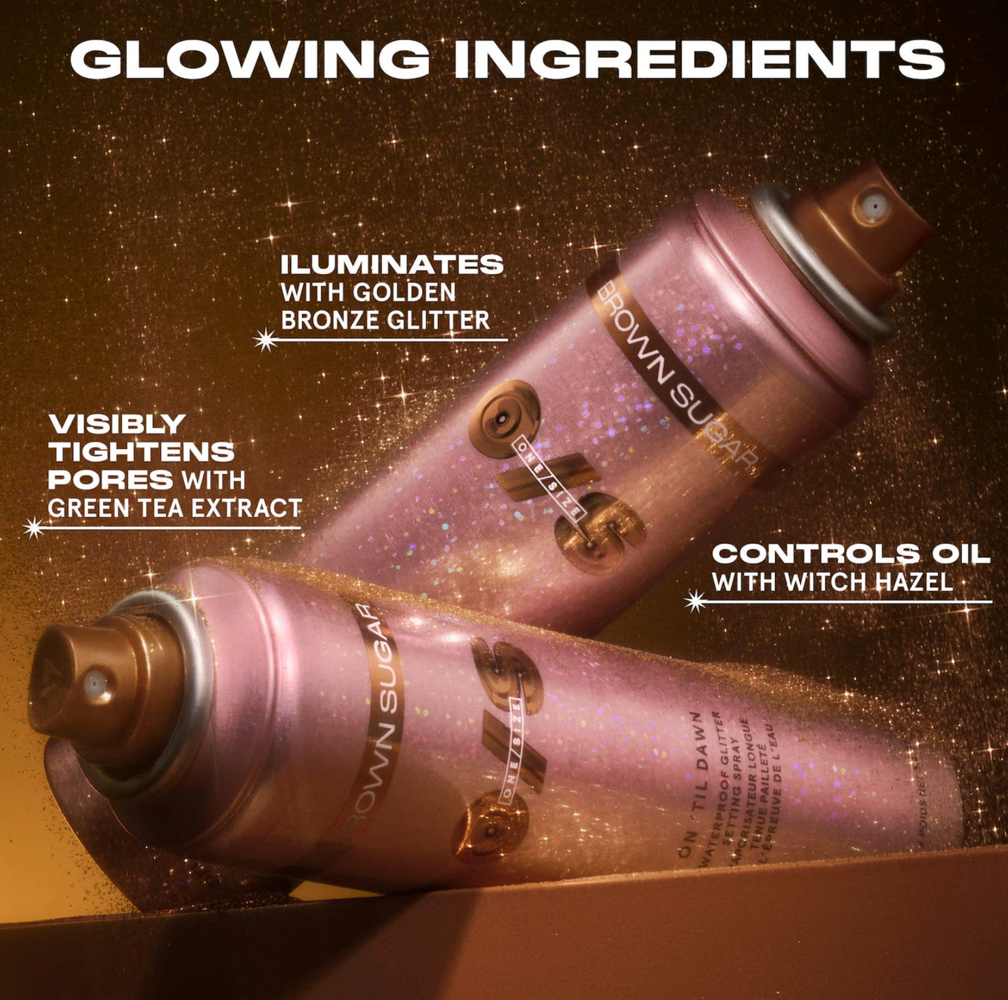 ONE/SIZE by Patrick Starrr  On 'Til Dawn Waterproof Glitter Setting Spray - Brown Sugar 143ML