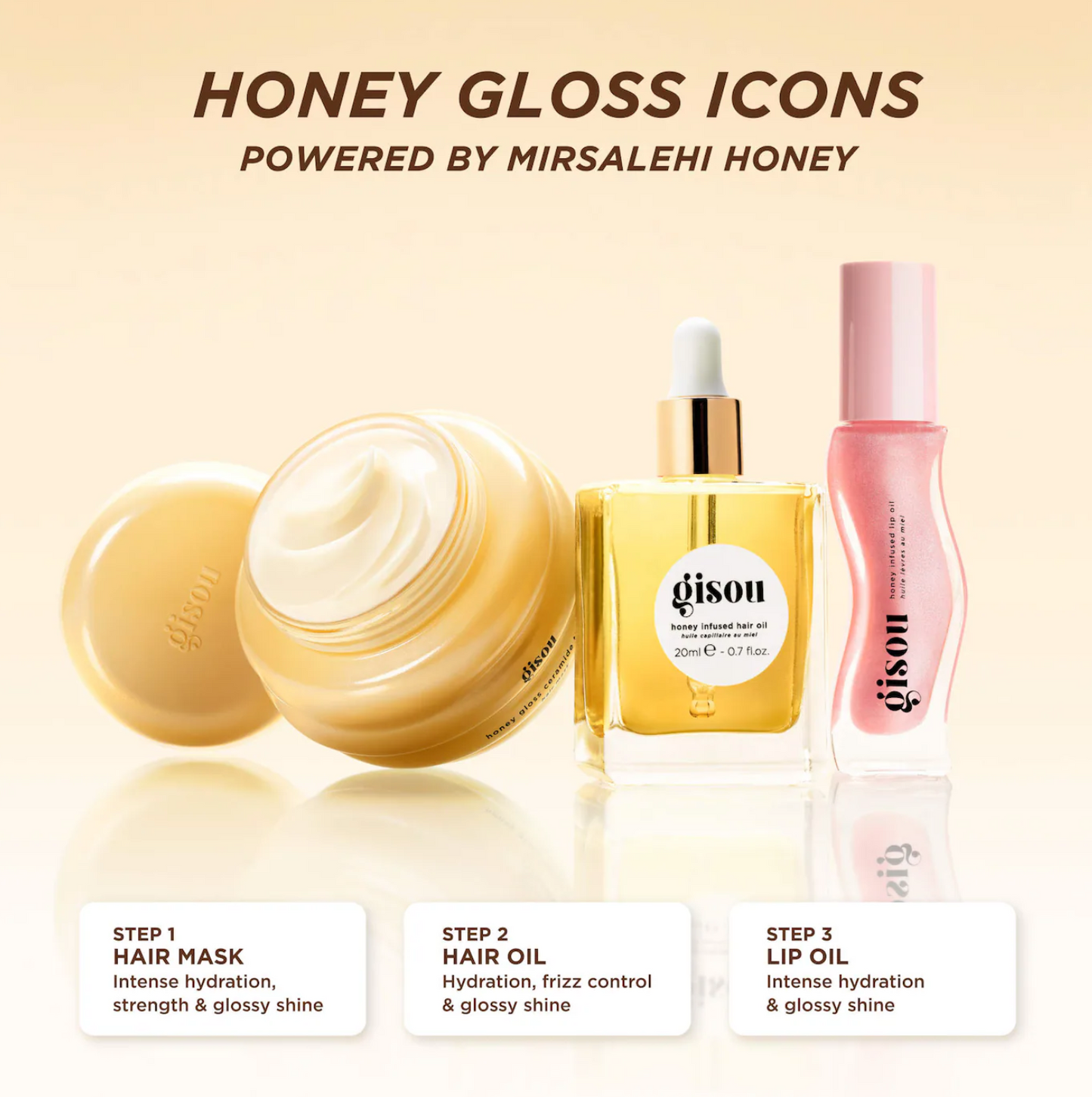 Gisou  Honey Glow Icons Hair & Lip Set