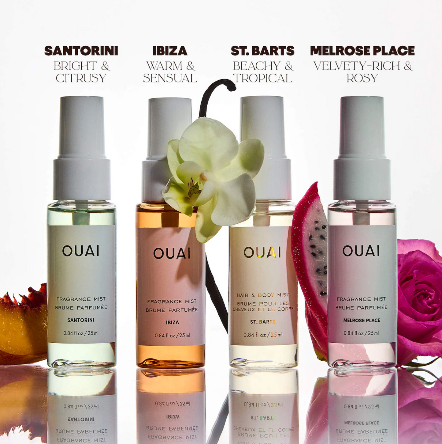 OUAI  Mini St. Barts, Ibiza, Santorini & Melrose Hair & Body Mist Set