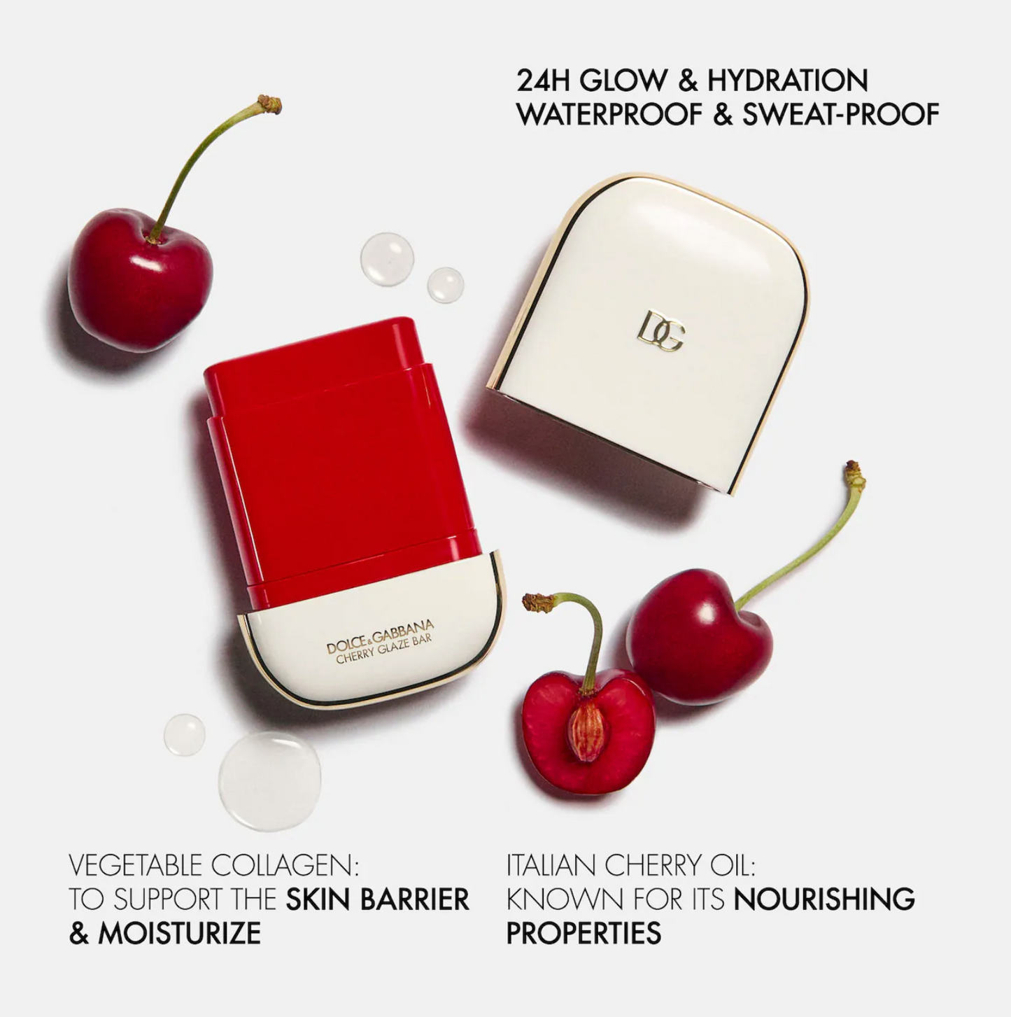 Dolce&Gabbana  Cherry Glaze Bar 24H Lasting Glow & Waterproof Cream Blush Stick with Vegan Collagen