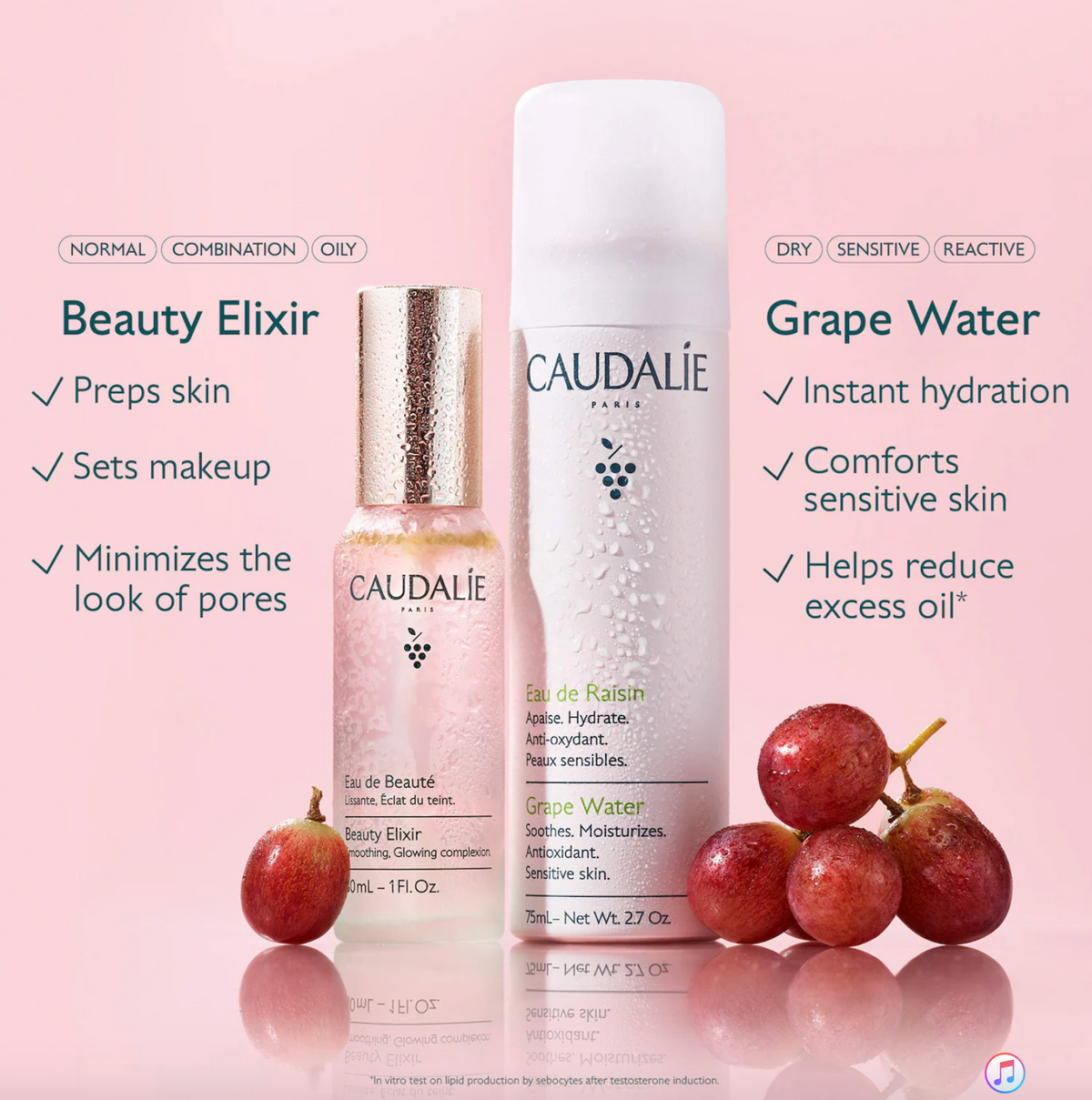 Caudalie  Mini Hydrate & Glow Duo for Soothing & Toning