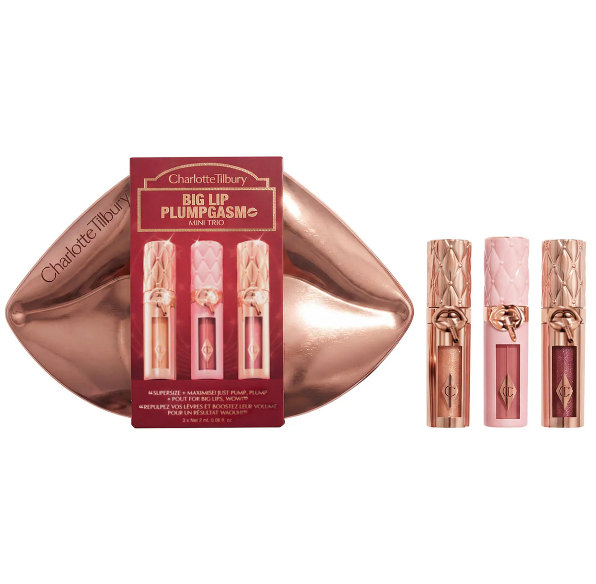 Charlotte Tilbury  Mini Big Lip Plumpgasm Plumping Lip Gloss Trio Makeup Gift Set