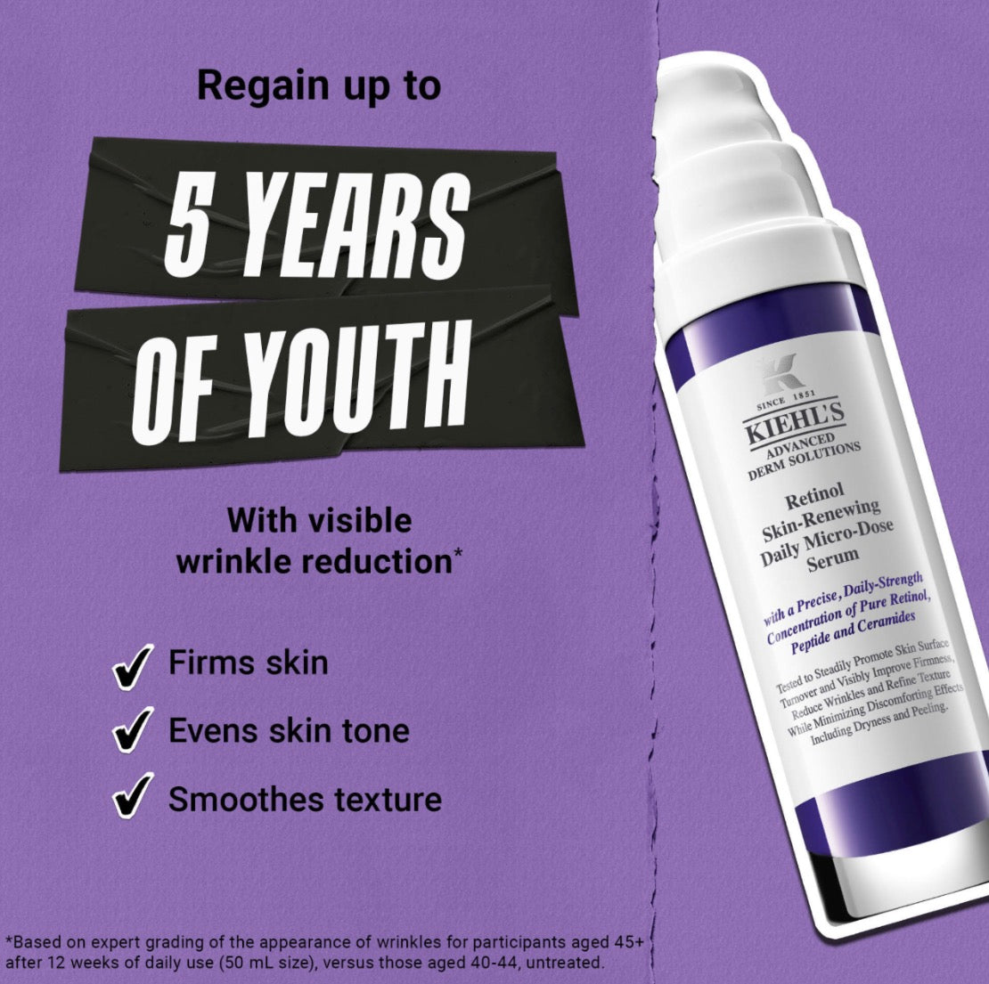 Kiehl's Since 1851 
Micro-Dose Anti-Aging Retinol Serum with Ceramides & Peptide 30 ML