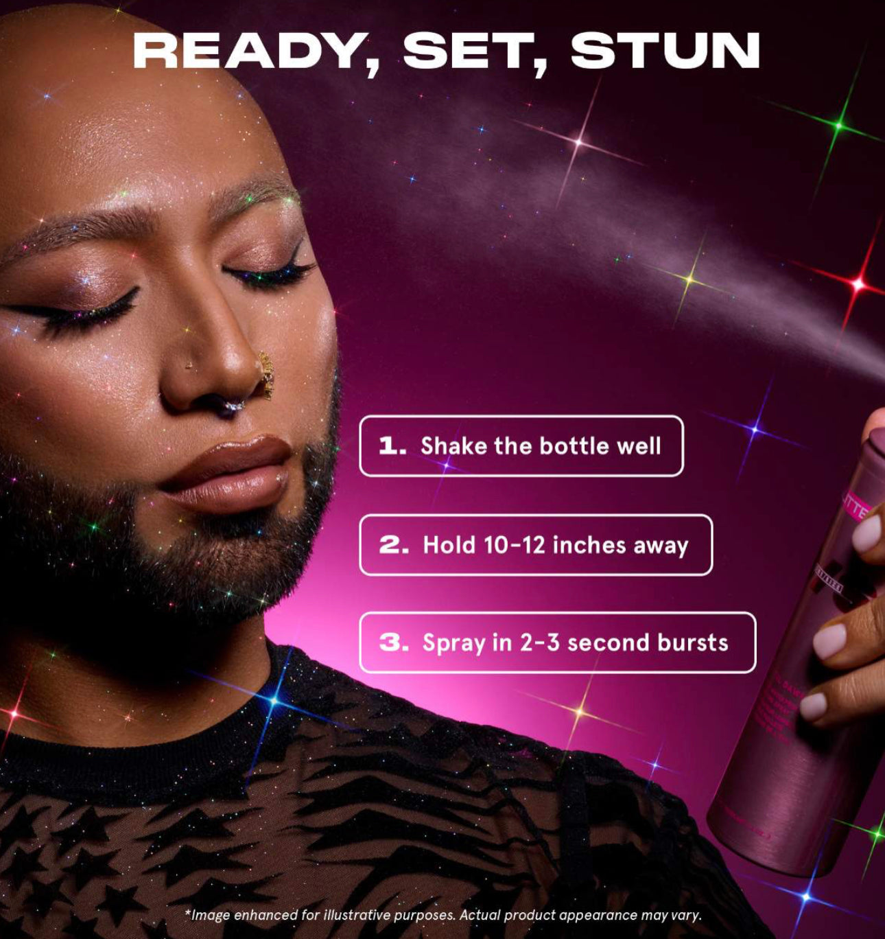ONE/SIZE by Patrick Starrr 
On 'Til Dawn Glitter Waterproof Setting Spray sellador Maquillaje edición limitada con glitter
