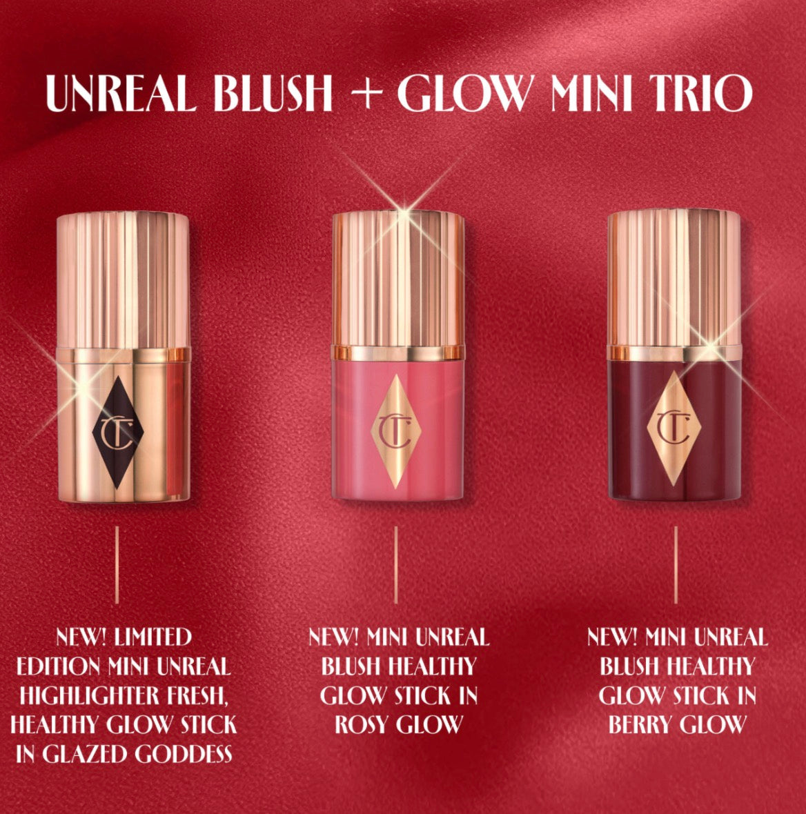 Charlotte Tilbury 
Mini Unreal Blush + Glow Trio