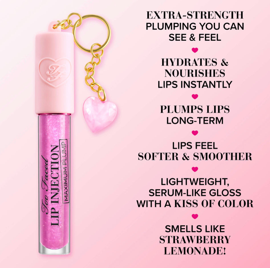 Charmed Life Set: Maximum Plump Lip Gloss & Key Chain Brillo de labios Too Faced