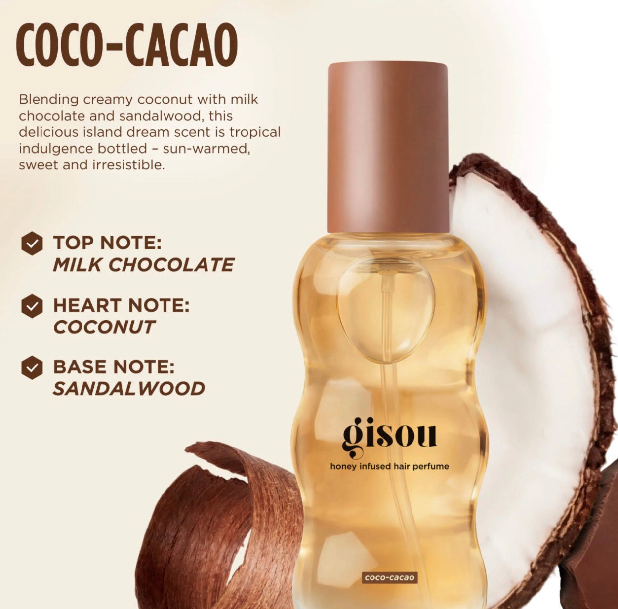 Gisou 
Mini Honey Infused Coco-Cacao Hair Perfume cabello