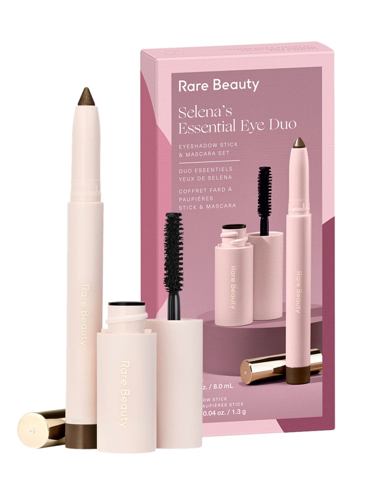 Rare Beauty by Selena Gomez
Selena's Essential Eye Duo Eyeshadow Stick & Mascara Set de mascara y sombra en barra