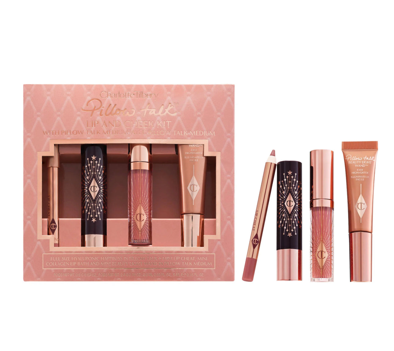 Charlotte Tilbury 
Conjunto de secretos icónicos de labios y mejillas de Pillow Talk set Charlotte