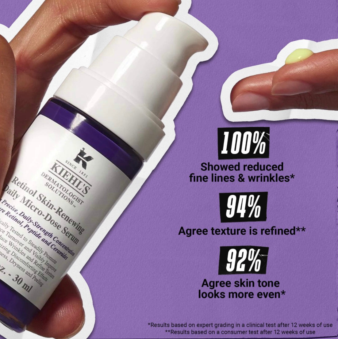 Kiehl's Since 1851 
Micro-Dose Anti-Aging Retinol Serum with Ceramides & Peptide 30 ML