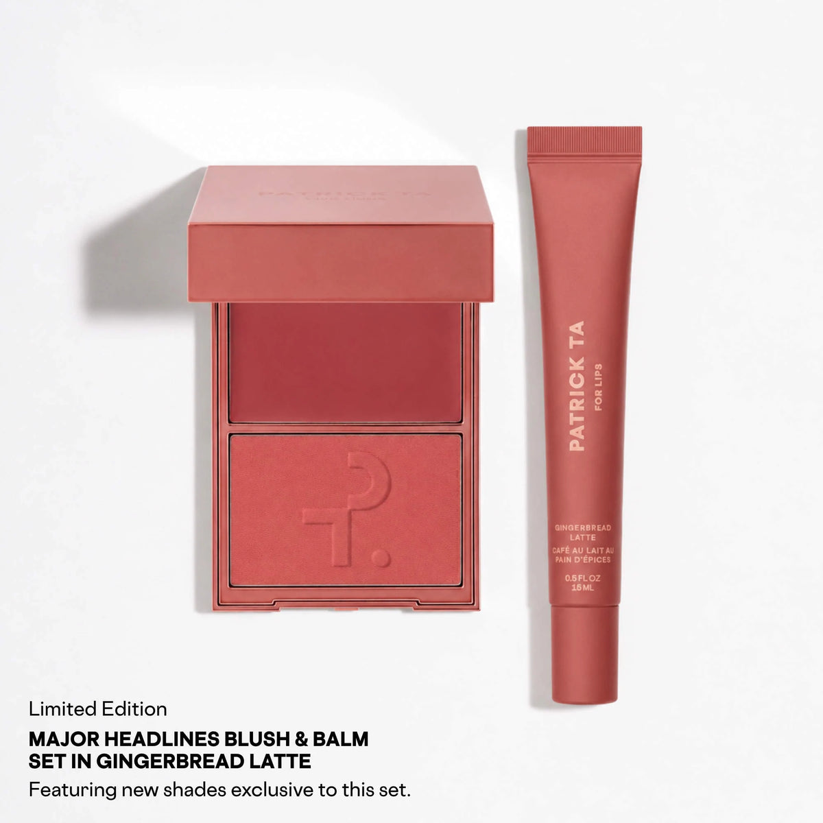 PATRICK TA 
Major Headlines Double-Take Crème & Powder Blush Duo & Lip Balm Makeup Gift Set