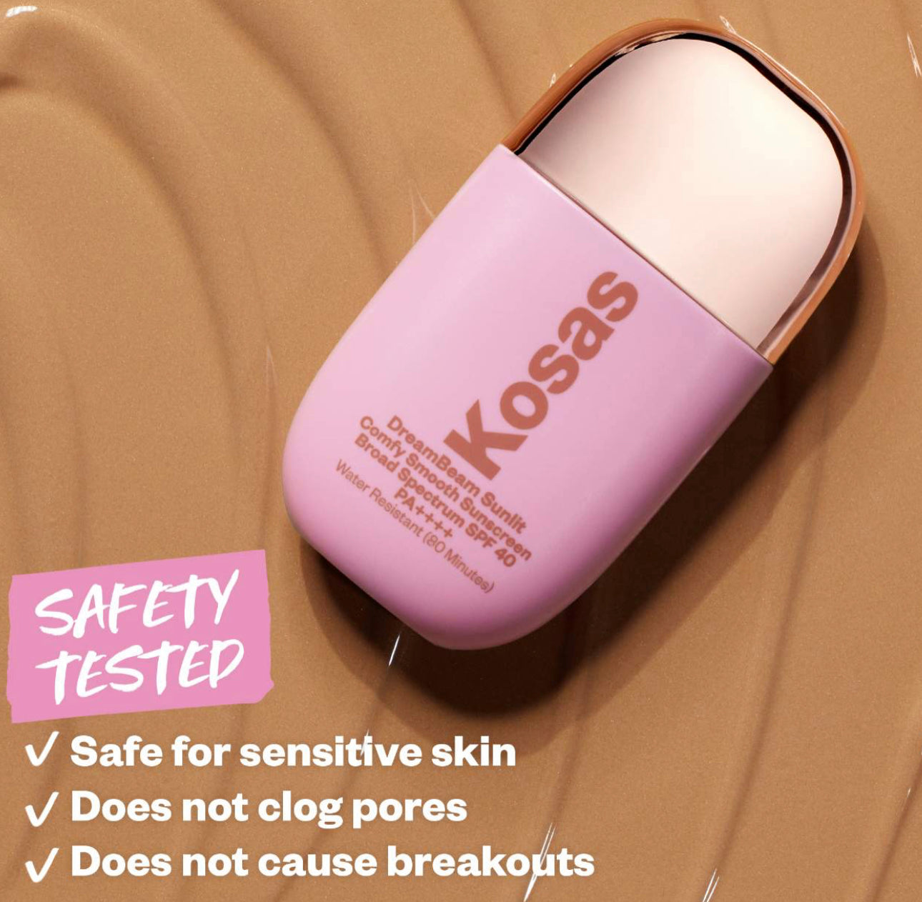 Kosas DreamBeam Silicone-Free Mineral Sunscreen SPF 40 with Ceramides and Peptides